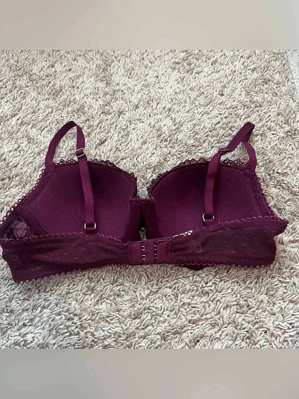 Victoria's Secret 34B Lined Demi Lace Underwire Bra in Plum